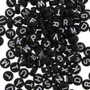 Assortiment De 200 Perles Lettres Alphabet Rondes 7 Mm Noir Blanc Artofit