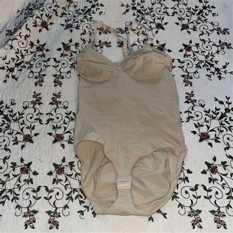 ShaperX Nude One Piece One Piece Flutter Sleeve Bodysuit High Waisted Panties