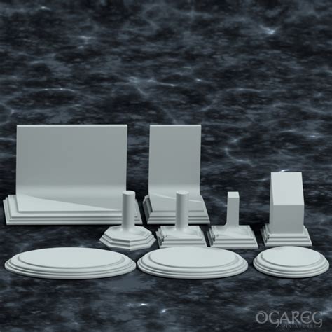 3d Printable Display Plinth Collection Pack For Dioramas Busts And