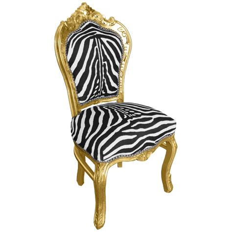 Chaise De Style Baroque Rococo Tissu Zebre Et Bois Argent