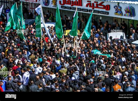 Nablus Palestina Th De Marzo De Los Dolientes Ondean Banderas