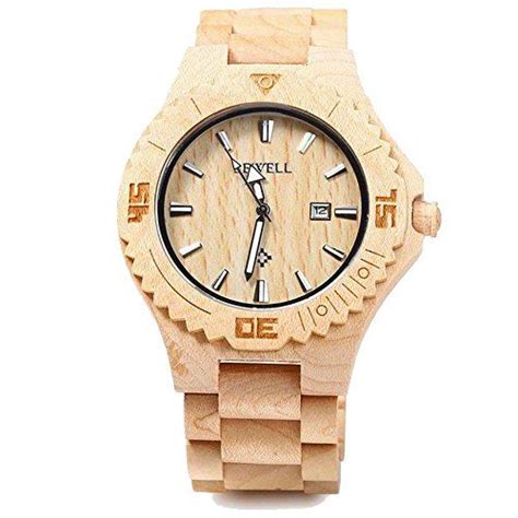 Bewell Wooden Watch Natural Maple Wood With Calendar Date Function