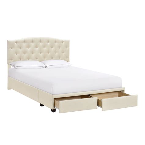 Accentrics Home Queen Tufted Storage Bed With Natural Finish Ds D401