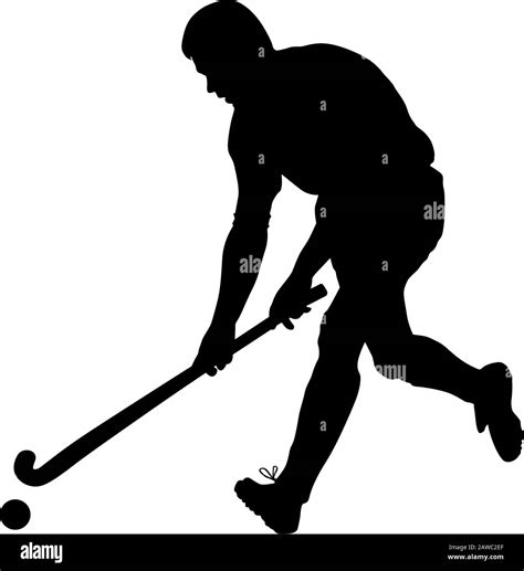 Silhouette of field hockey player with a hockey stick. Vector illustration Stock Vector Image ...