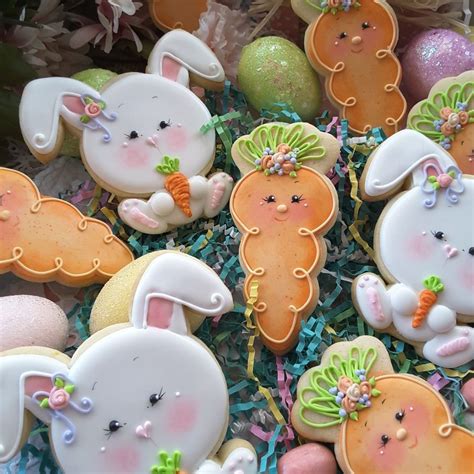 Bunnies Love Carrots Easter Sugar Cookies Decorated Decorated Easter