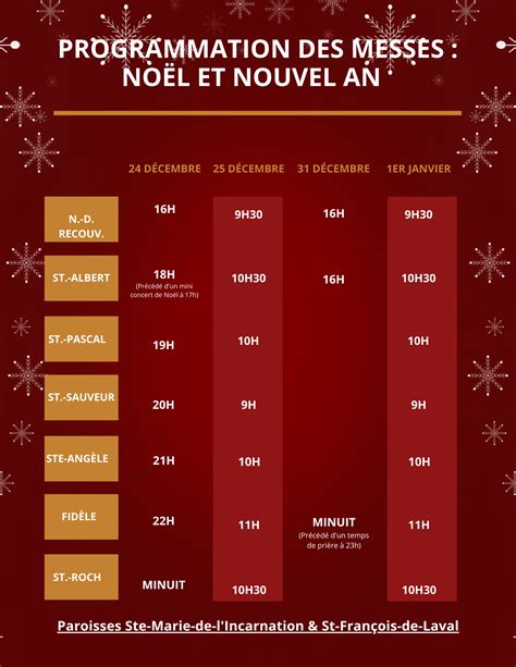 Horaire Des Messes De Noel Nouvel An Paroisse De Limoilou