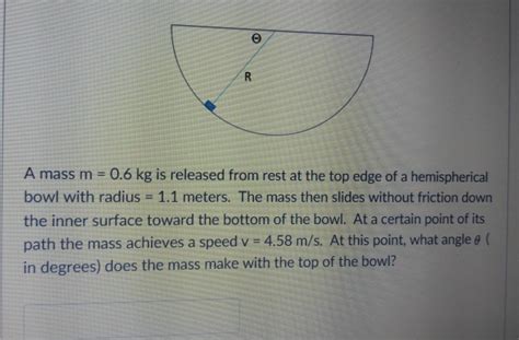 Solved A Mass M 06 Kg Is Released From Rest At The Top Edge