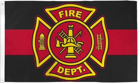 3x5ft Fire Department Flag Red Black Firefighter Banner