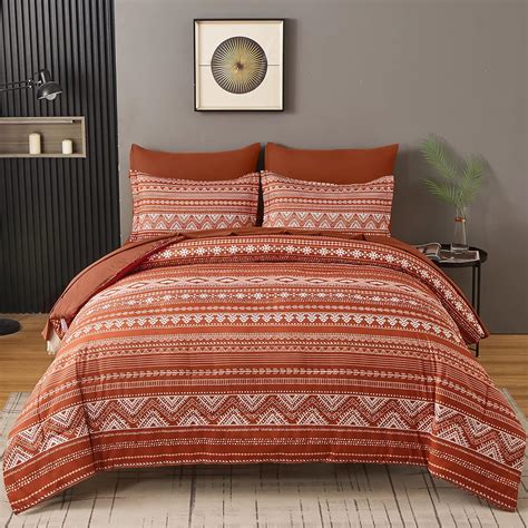 Amazon WONGS BEDDING Fall Terracotta Boho Comforter Set King 7