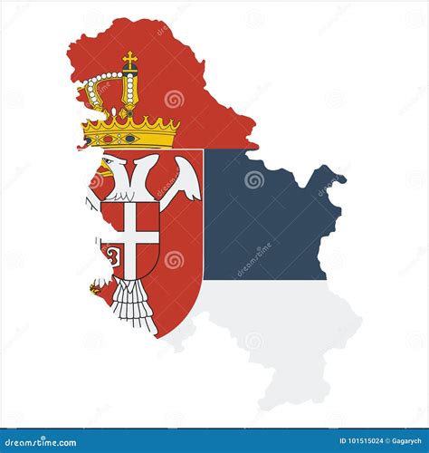 Serbia High Resolution Map with National Flag. Stock Vector ...