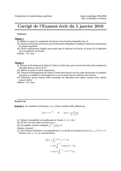 Examen Janvier Questions Et R Ponses Bloc Bachelier En