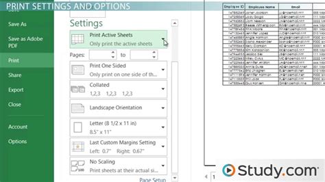 How to Modify Print Settings in Excel - Lesson | Study.com