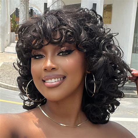 Haircube Short Curly Black Wigs For Black Women Shoulder