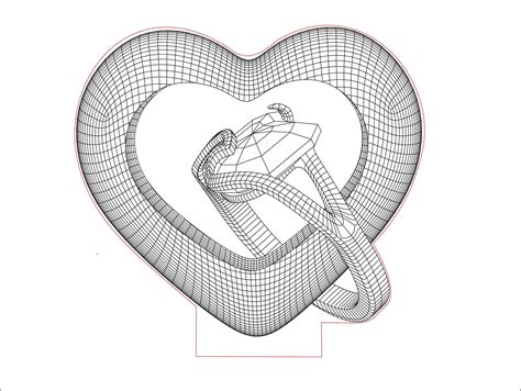 Heart With Ring 3D Illusion Acrylic LED Lamp Vector Dxf Cdr Etsy India