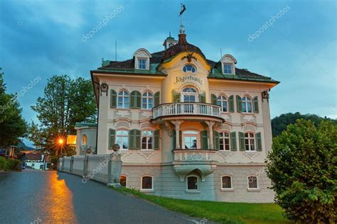 Bavarian architecture of Hohenschwangau village, Germany – Stock ...