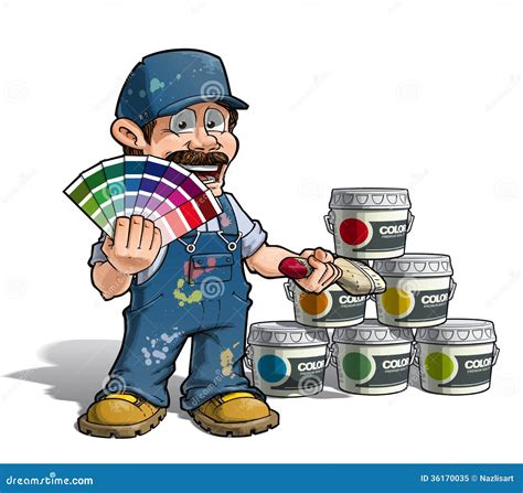 Handyman Colour Picking Painter Blue Uniform Stock Vector