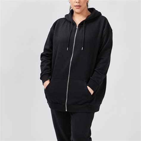 Sweat à capuche zippé noir femme grande taille La Halle