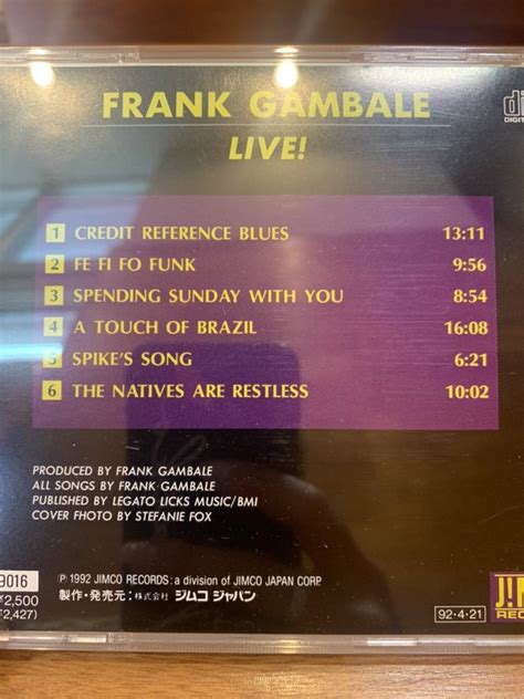 【目立った傷や汚れなし】激レア！フランク・ギャンバレ・ライヴ ！frank Gambale Live Cd アルバム★極美品 帯 保護