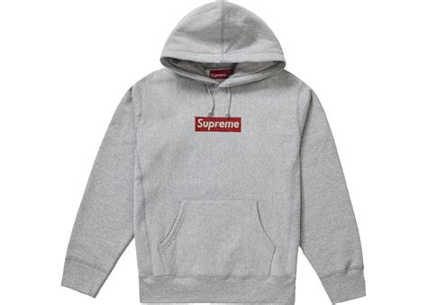 Supreme Swarovski Box Logo Hooded Sweatshirt Heather Grey Men S Ss19 Us