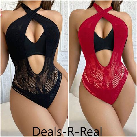 Sexy See Through Cross Halter Neck Bodysuit Bodystocking Sleepwear Lingerie Hot Ebay