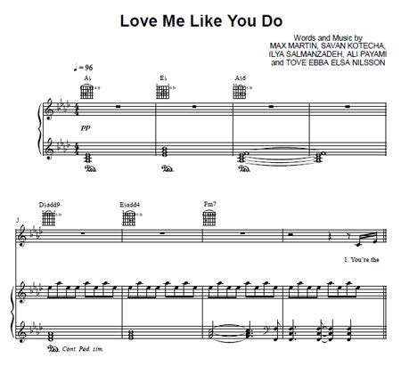 Love Me Like You Do Ellie Goulding Partitura Purple Market Area