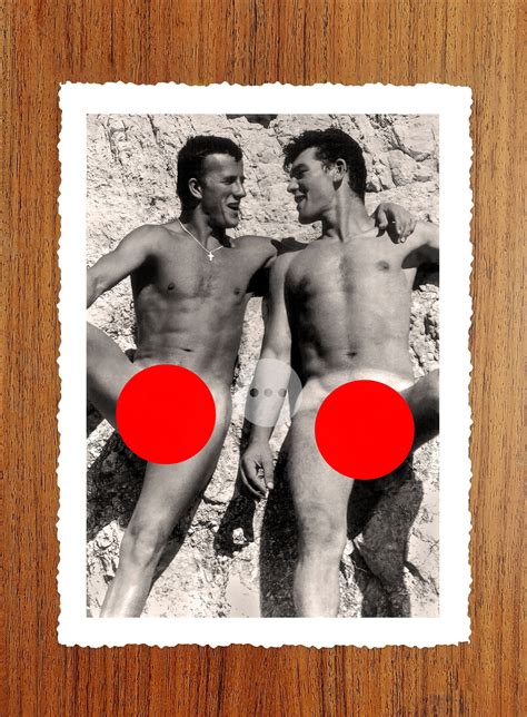 Vintage Male Nude Art Gay Photo Print Handsome Naked Men At The Beach