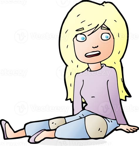 Niña De Dibujos Animados Sentada En El Piso 45104999 Png