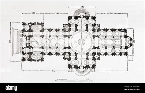 Plan of St. Paul's Cathedral, London, England. From Picturesque England ...