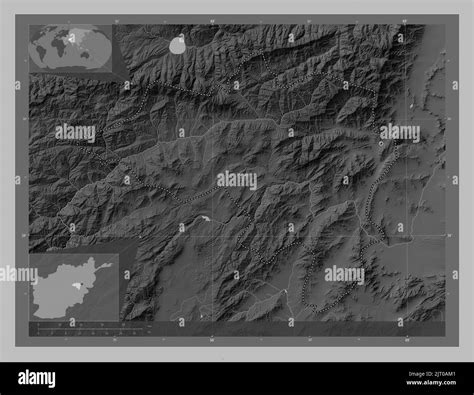 Wardak Province Of Afghanistan Grayscale Elevation Map With Lakes And