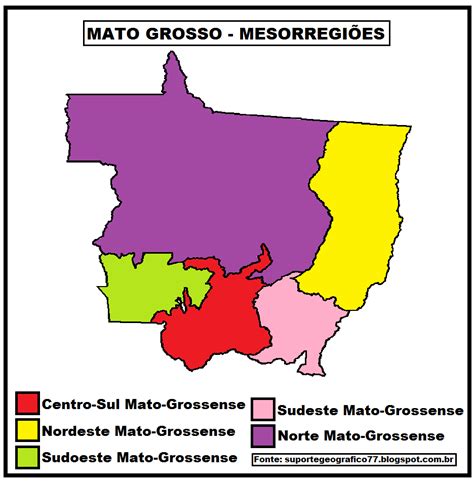 Atividade Mapa Mesorregi Es Do Mato Grosso Suporte Geogr Fico