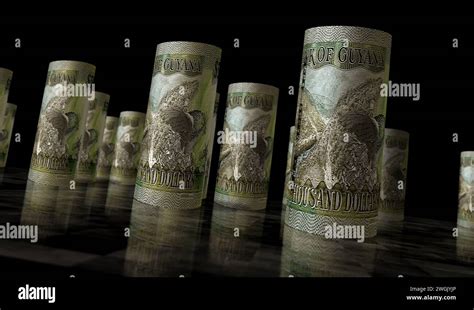 Guyana Money Guyanese Dollars Money Rolled 3d Illustration 5000 Gyd