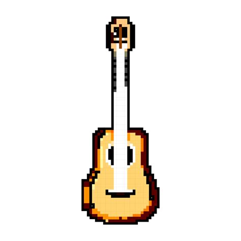 Classic Acoustic Guitar Game Pixel Art Vector Illustration