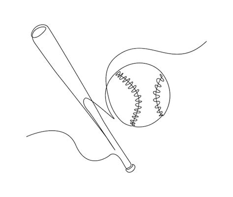 Premium Vector Continuous One Line Drawing Of Baseball Bat And The