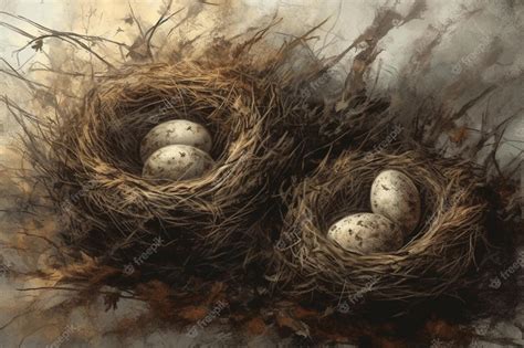 Un Grupo De Nidos De Pájaros Foto Premium