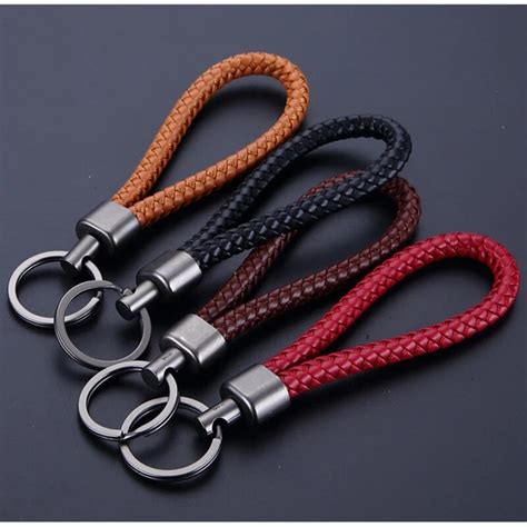 New Unisex Braided Leather Rope Handmade Waven Keychain Leather Key