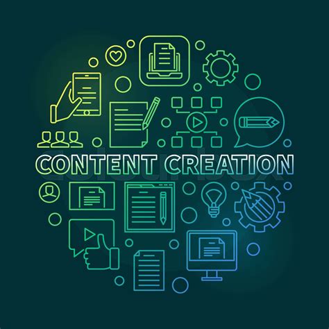 Content Creation Vector Round Colored Linear Illustration Stock