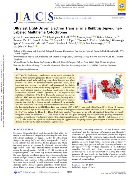 Pdf Ultra Fast Light Driven Electron Transfer In A Ru Ii Tris