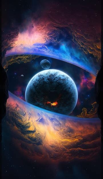 Una Pintura Digital De Un Planeta Con Una Nebulosa Y Una Nebulosa De