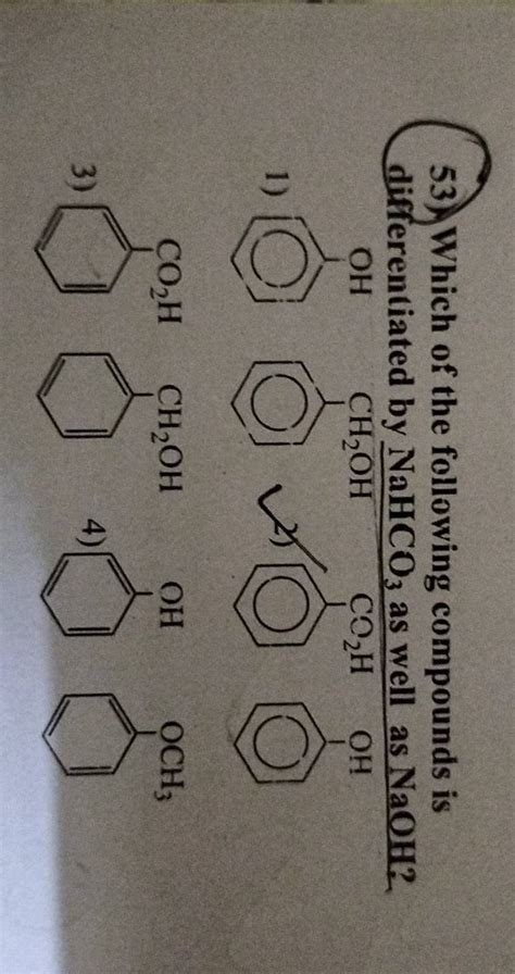 Which of the following compounds is differentiated by NaHCO3 as well as..