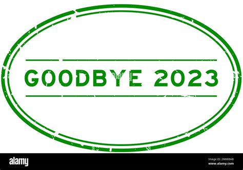 Grunge Green Goodbye Word Oval Rubber Seal Stamp On White