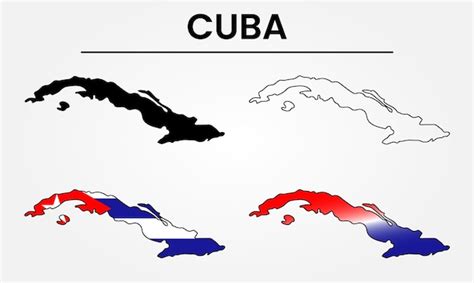 Ilustración de silueta del mapa de CUBA arte vectorial Vector Premium