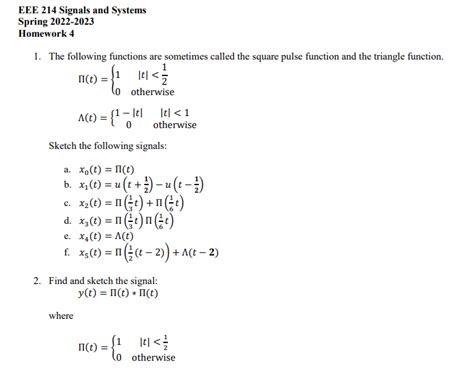 Solved Eee Signals And Systems Spring Homework Chegg