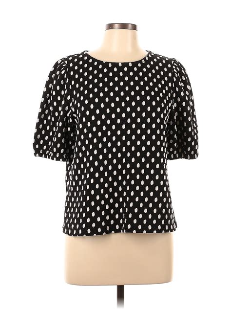 Ann Taylor Factory Polka Dots Black Short Sleeve Top Size L 21 Off