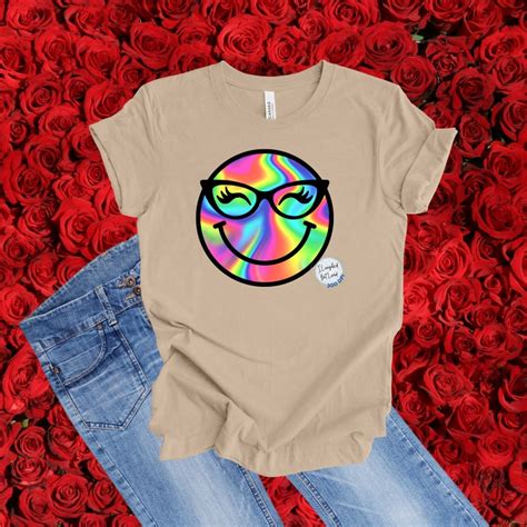 Groovy Rainbow Smiley Face With Glasses Png Rainbow Smiley Png Cricut