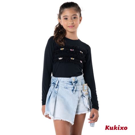 CONJUNTO BLUSA E SHORT SAIA Kukixo Moda Infantil