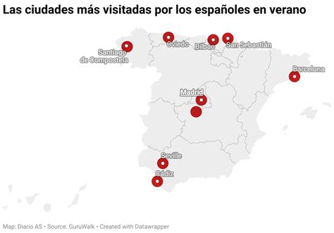 El Mapa De Las Ciudades De España Que Más Visitan Los Españoles En Verano