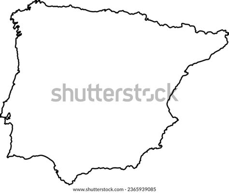 Blank Map Iberia Thick Outline Stock Vector Royalty Free 2365939085