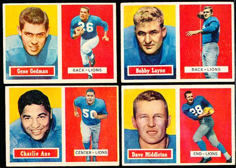 Lot Detail - 1957 Topps Football- 4 Diff Detroit Lions