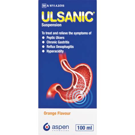 Ulsanic Suspension Orange Flavoured Medication 100ml Heartburn And Indigestion Medicine