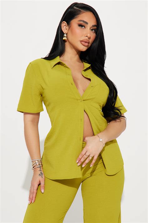 Makenzie Short Sleeve Pant Set Chartreuse Fashion Nova Matching Sets Fashion Nova